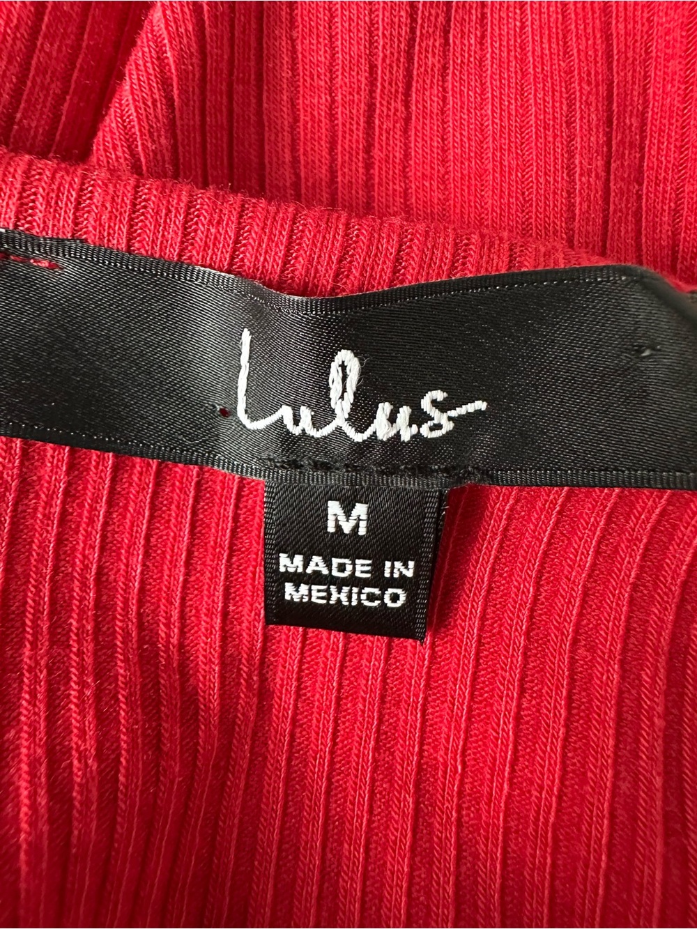 Lulu's Red Ribbed Square-Neck Bodysuit - Picture 4 of 5